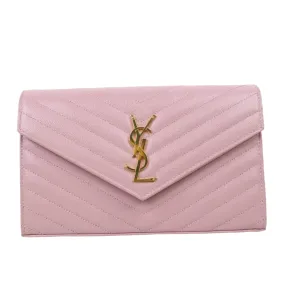 Saint Laurent Wallet On Chain Chevron Pink