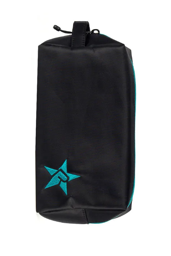 Satin in Black Rebel Makeup Bag with Teal Zipper