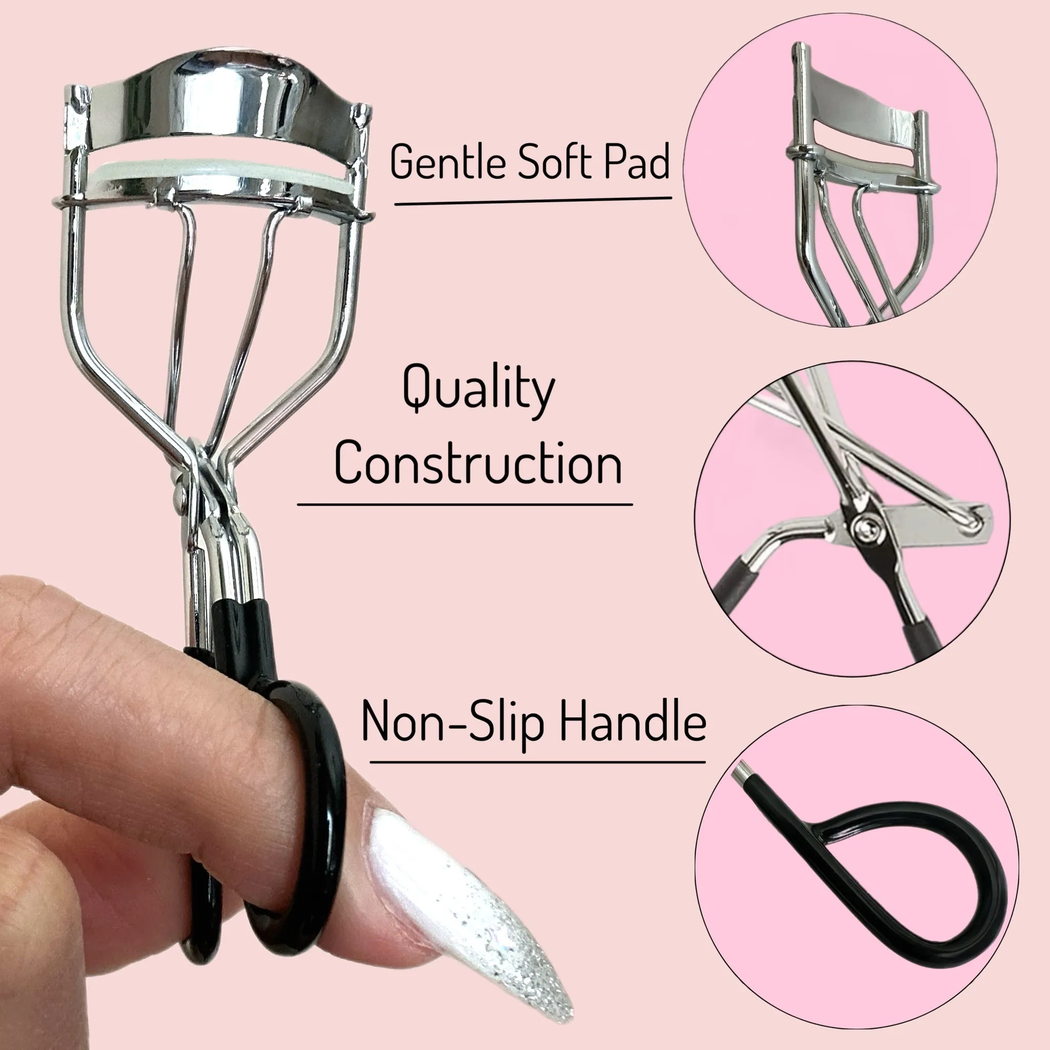 Set of 2 Vintage Style Eyelash Curler Easy to Use High Drama Lashes Rubber Coated Non-Slip Handle Easy Gentle Way to Curl Lashes High Impact Eye-Opening Effect