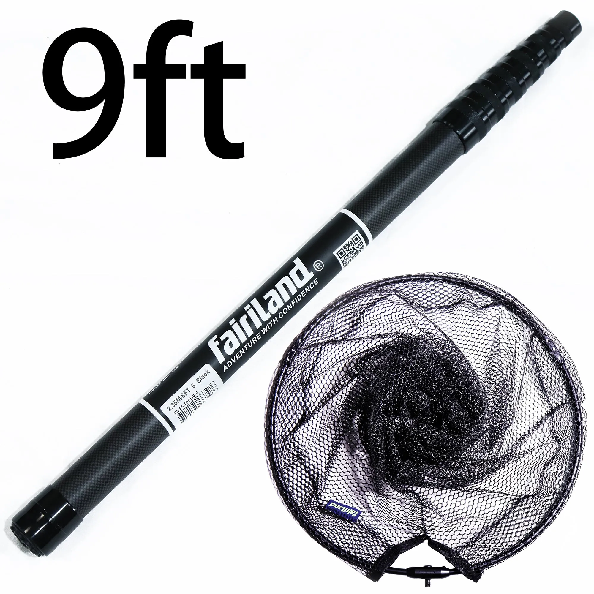 Telescopic Fishing Landing Net 6'/7'/8'/9'/10'/11' with High Carbon Pole