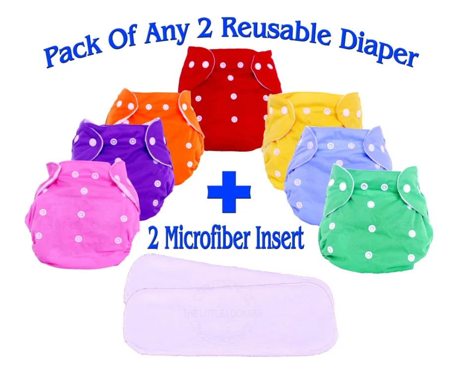 THE LITTLE LOOKERS Adjustable Cotton Pocket Diapers & Reusable Baby Washable Cloth Diaper Nappies with Wet-Free Inserts for Babies/Infants/Toddlers |Age 0 to 2 Years