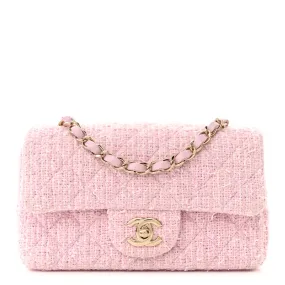 Tweed Quilted Mini Rectangular Flap Pink