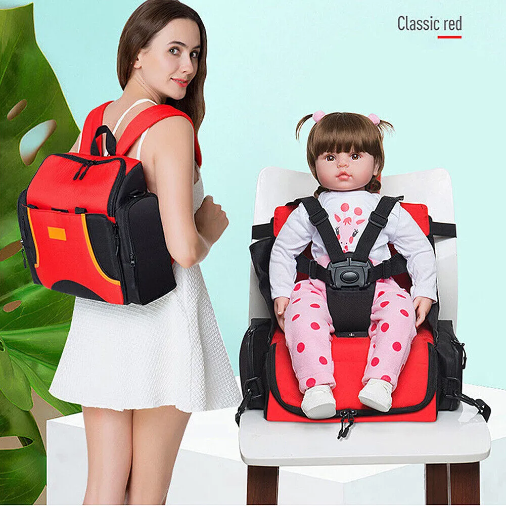 US 2-in-1 Waterproof Travel Backpack Folding Dining Chair Baby Diaper Mommy Bag