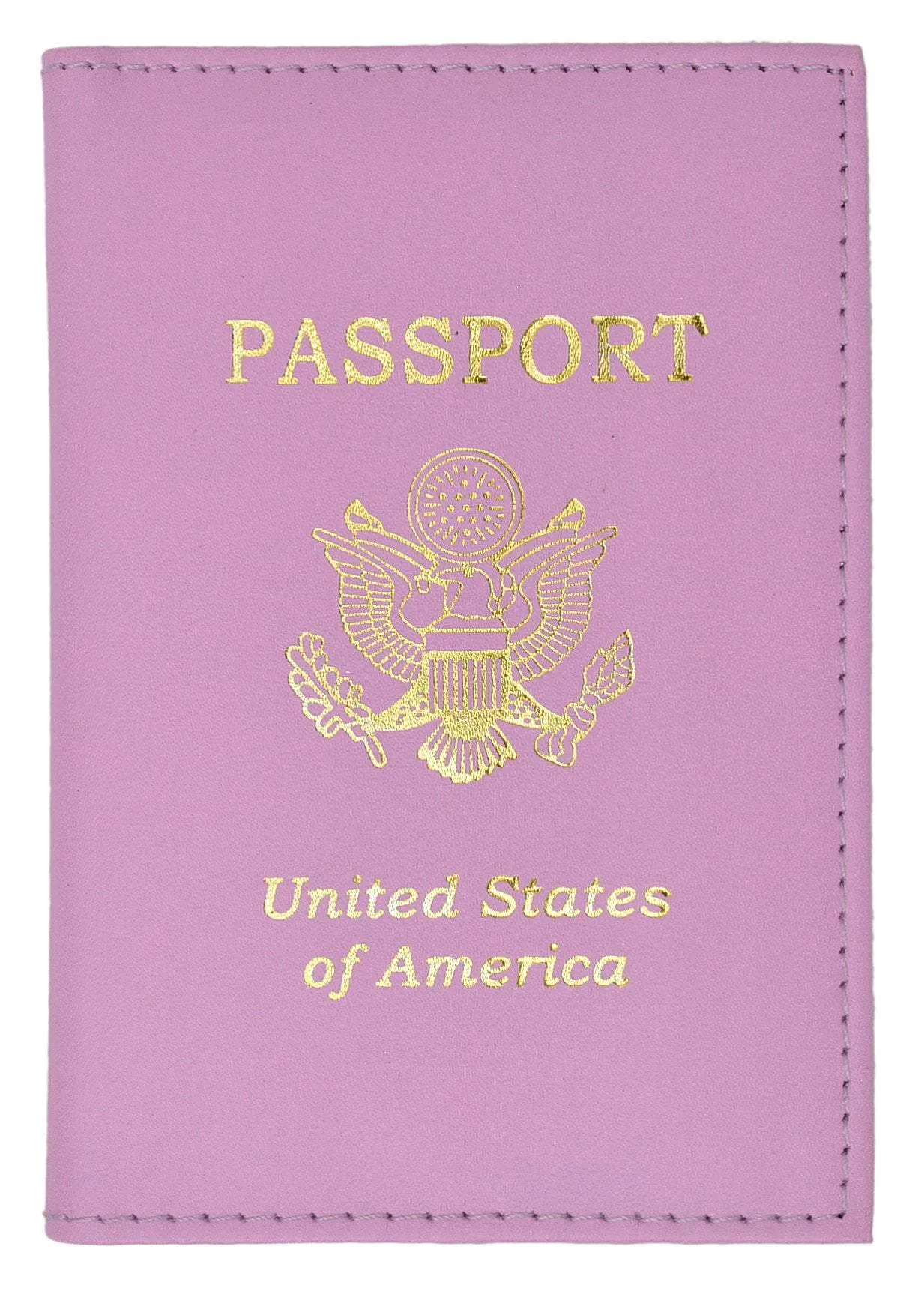 USA Gold Genuine Leather Passport Cover for Travel with Credit Card Slots 601 CF USA (C)