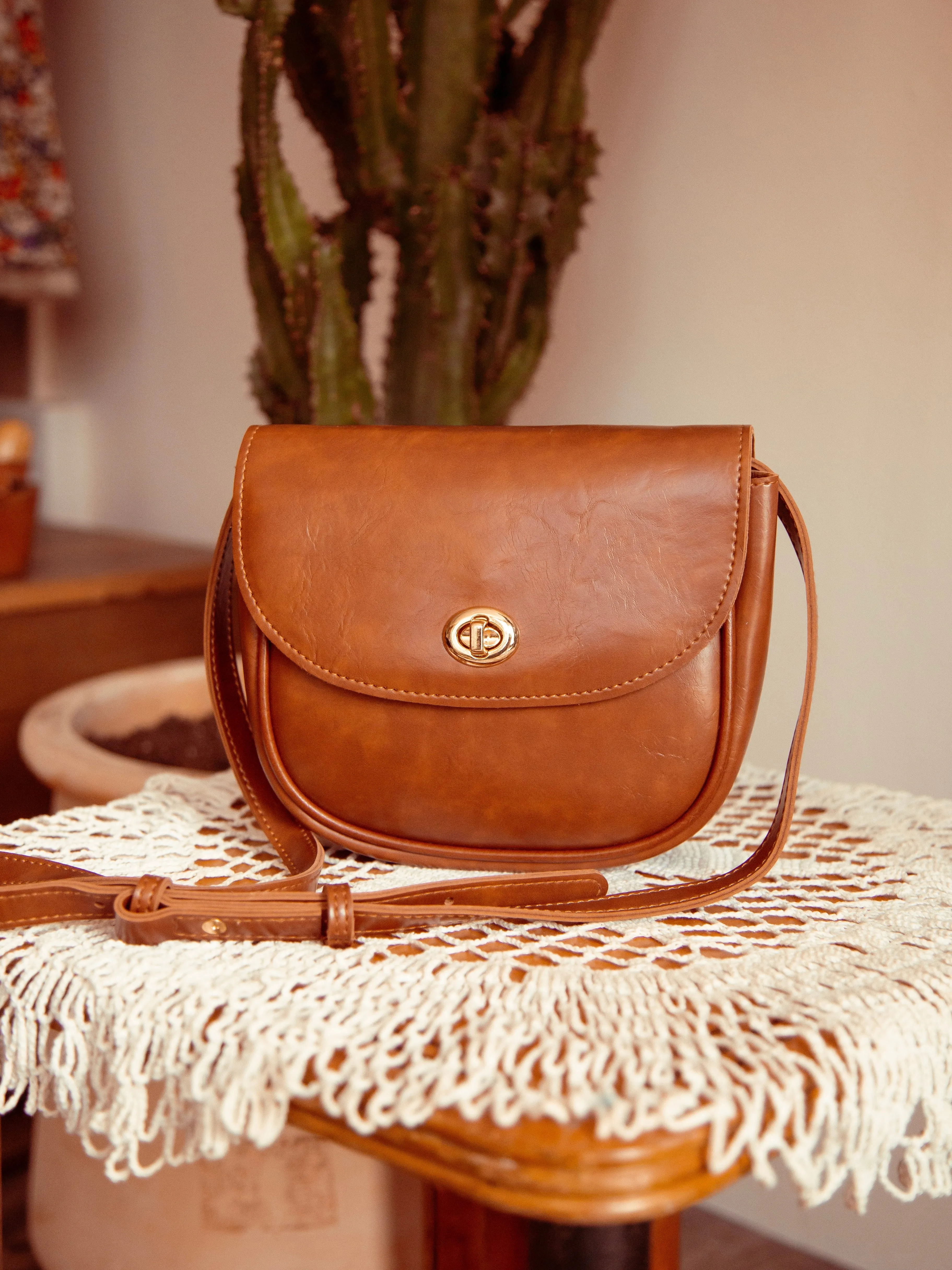 Vegan Leather Saddle Bag