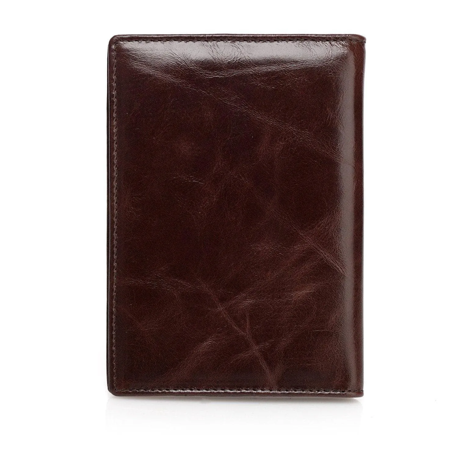 Venice Distressed Leather Passport Wallet Holder - Brown - Monogram