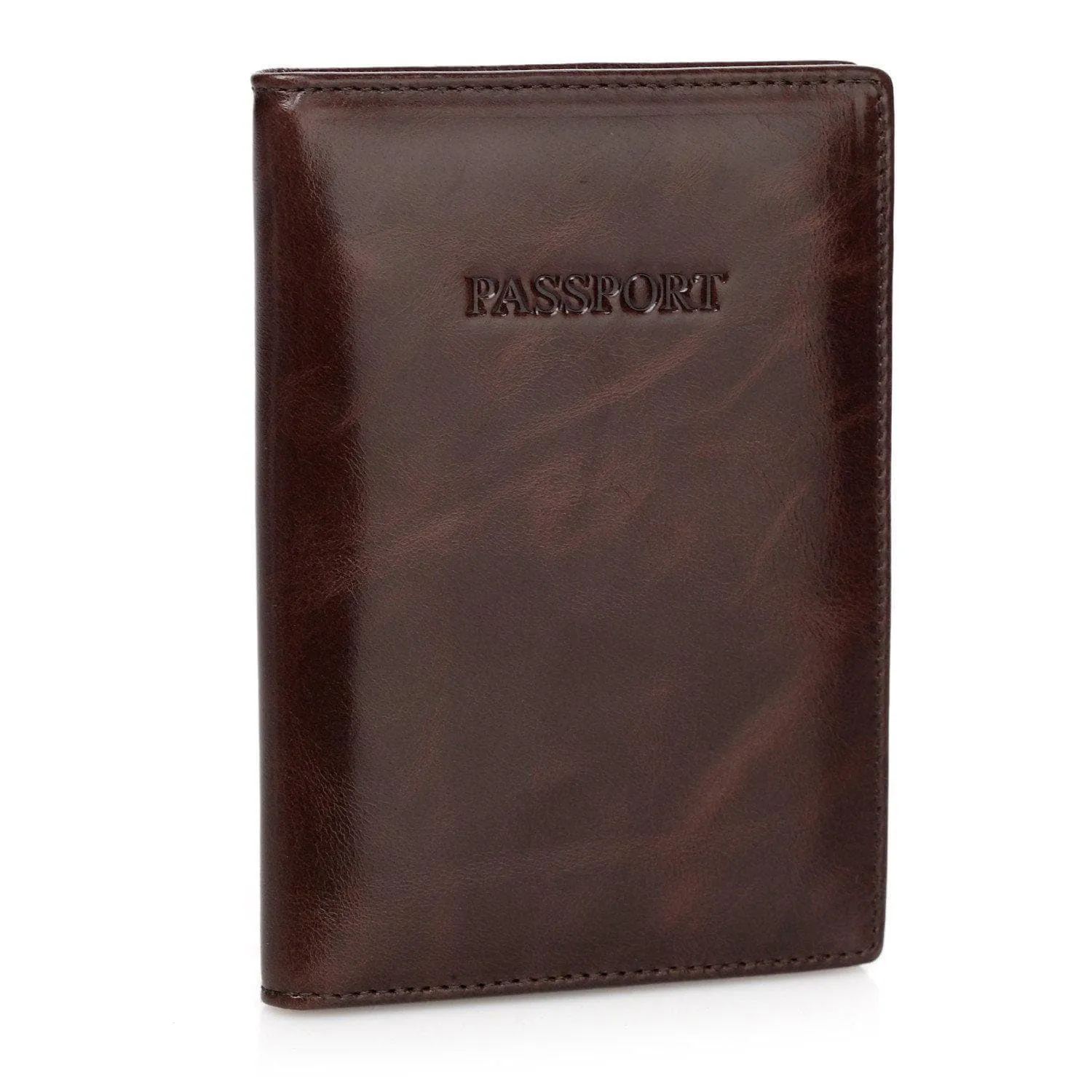 Venice Distressed Leather Passport Wallet Holder - Brown - Monogram