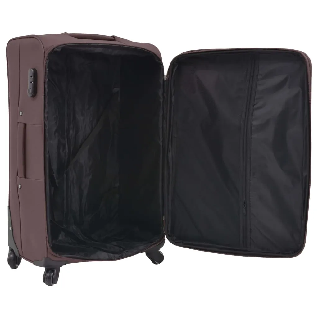 vidaXL 3 Piece Soft Case Trolley Set Coffee