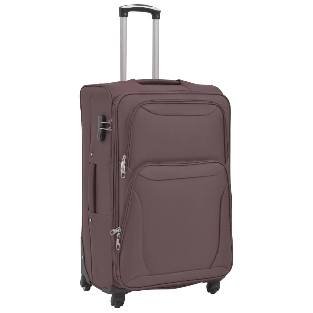 vidaXL 3 Piece Soft Case Trolley Set Coffee