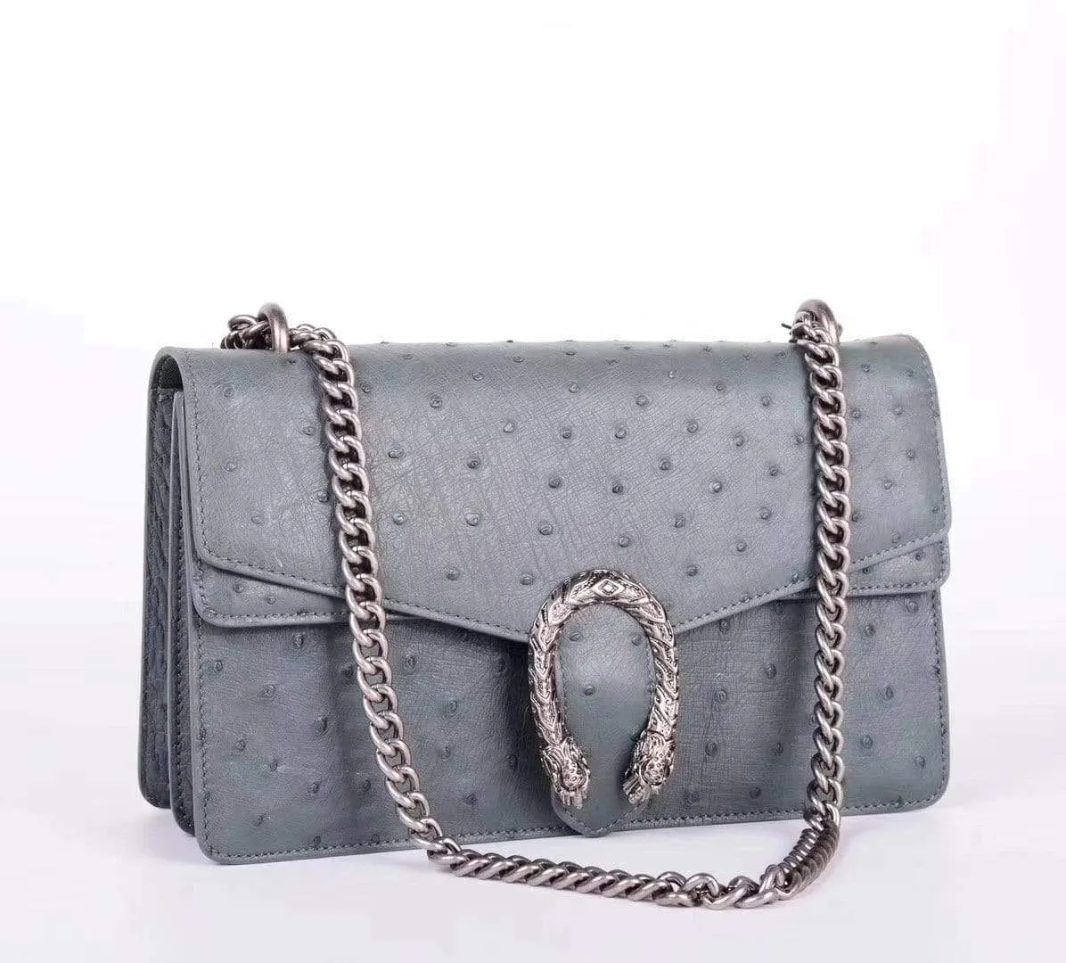 Women's Ostrich Leather Chain Shoulder Bag