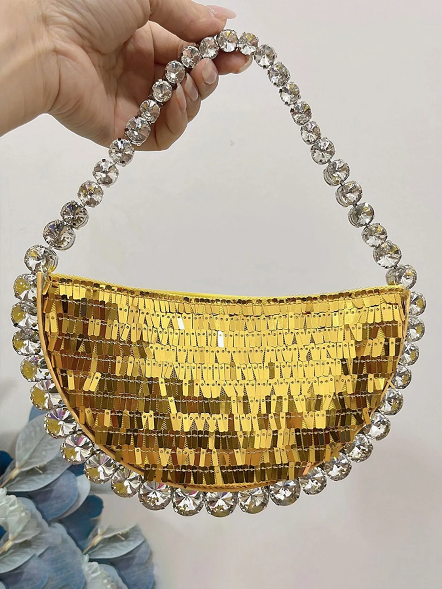 Women¡¯s Sparkling Rhinestone Shoulder Bag with PU Material